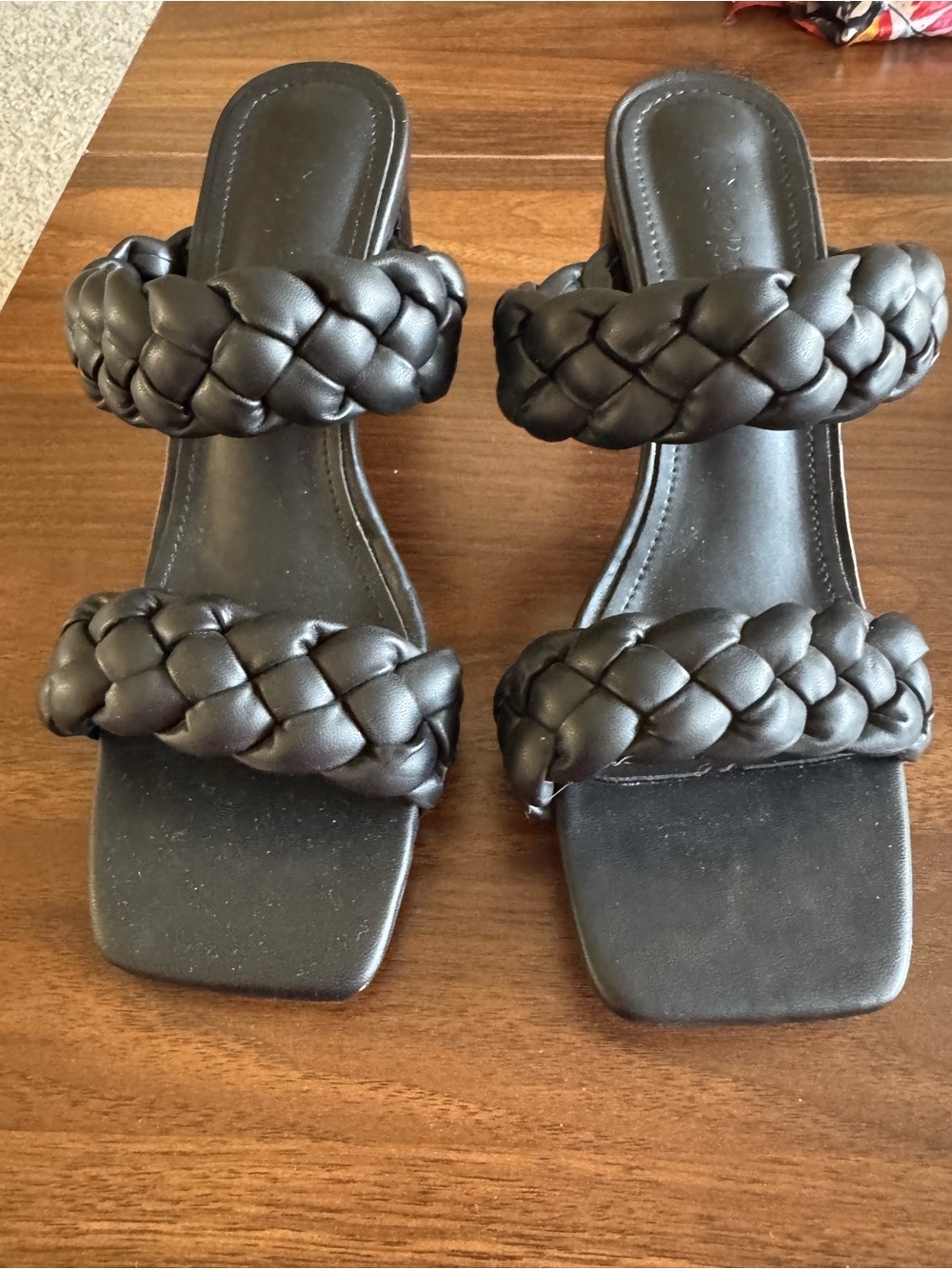 Braided Double-Strap Black Women's Slide Sandals